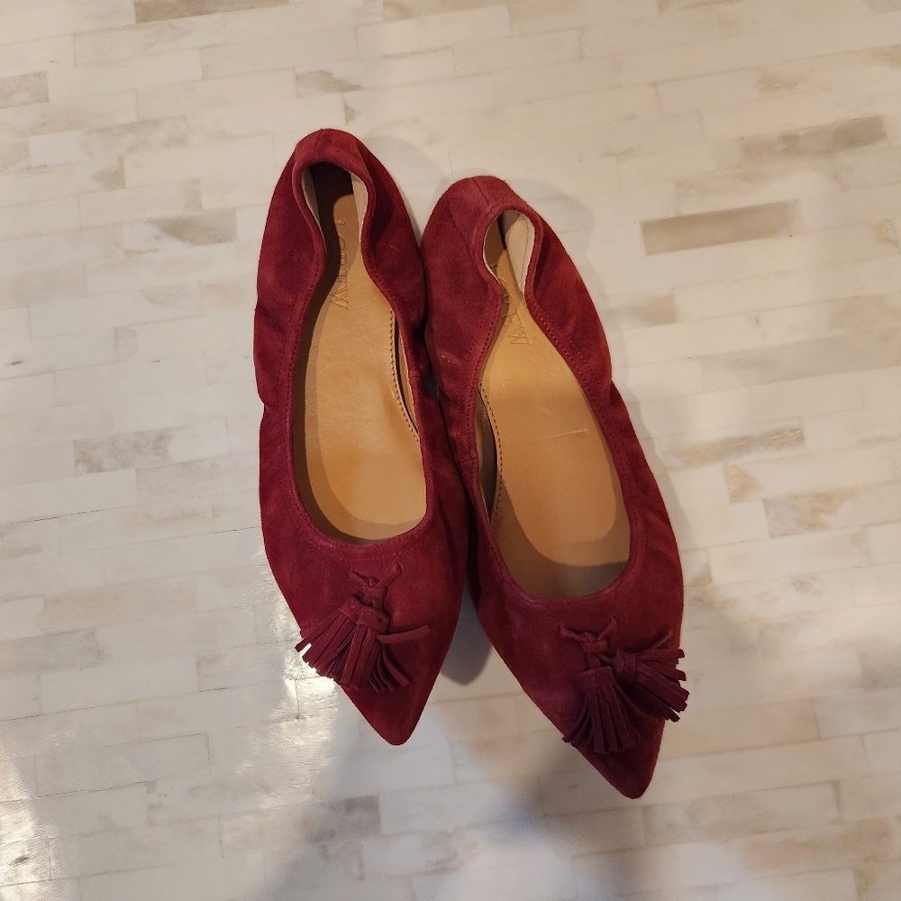J. Crew Burgundy Suede Tassel Flats